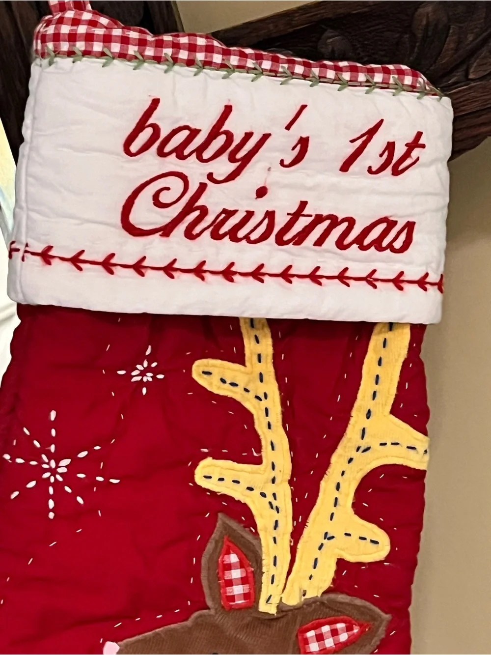 Pottery Barn Baby’s 1st Christmas Red Reindeer Holiday Stocking